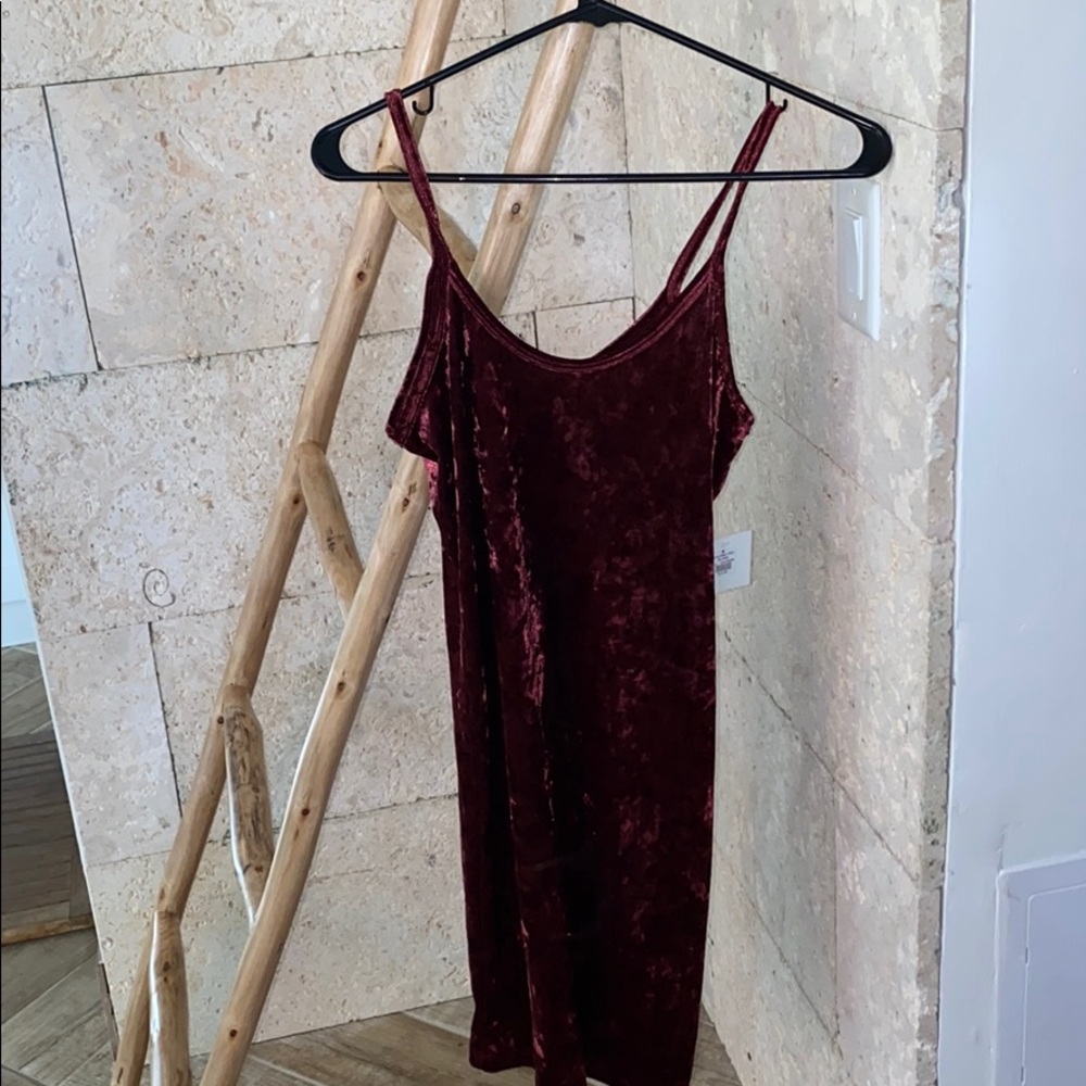 Velvet burgundy mini dress